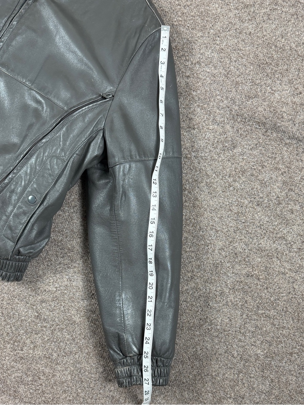 First Gear Grey Leather Heavyweight Ventilated Motorcycle Bomber Jacket Men’s XL - Picture 11 of 13